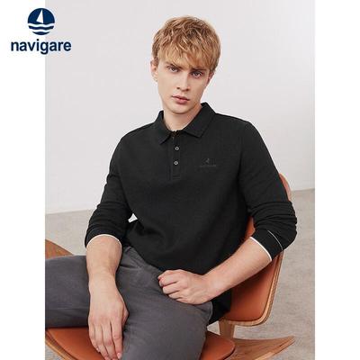 Heren 100% Katoen Lange Mouwen Polo Shirt