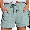 Moda de Verano 2026 para Mujer Wish Pantalones Cortos Holgados de Pierna Ancha de Cintura Alta con Lazo para Mujer
