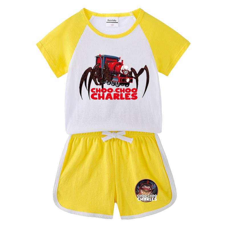 Kids' Summer Color Block Shorts & T-Shirt Set - Boys & Girls Casual Two-Piece Outfit