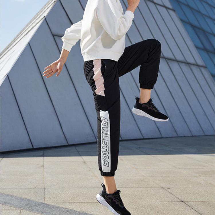 Li Ning Loose Fit Casual Running Pants Women bottoms Black Pink AYKQ854-2
