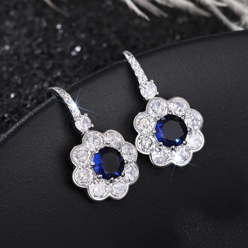 Xiaomi Huitan Elegant Blue Flower Drop Earrings for Women Wedding Party Luxury Trendy Female Earrings Fancy Gift Fashion Jewelry