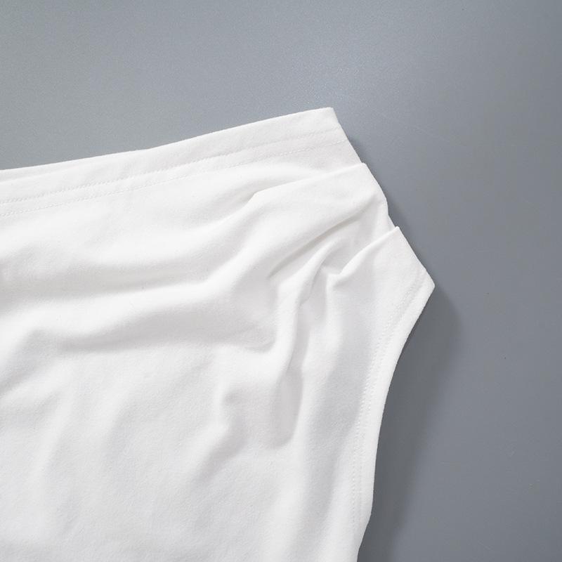 2025 Women'S Summer Ins Style New Shrink Pleated One-Shoulder Crop Top Backless Twist Tie Asymmetric T-Shirt Casual Top