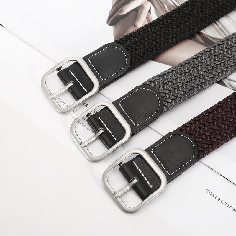 Unisex Elastischer Gewebegürtel im koreanischen Stil mit Dornschließe aus Leder - Kein Stanzen, vielseitiger lässiger Hüftgurt für Herren-Canvas-Hosen