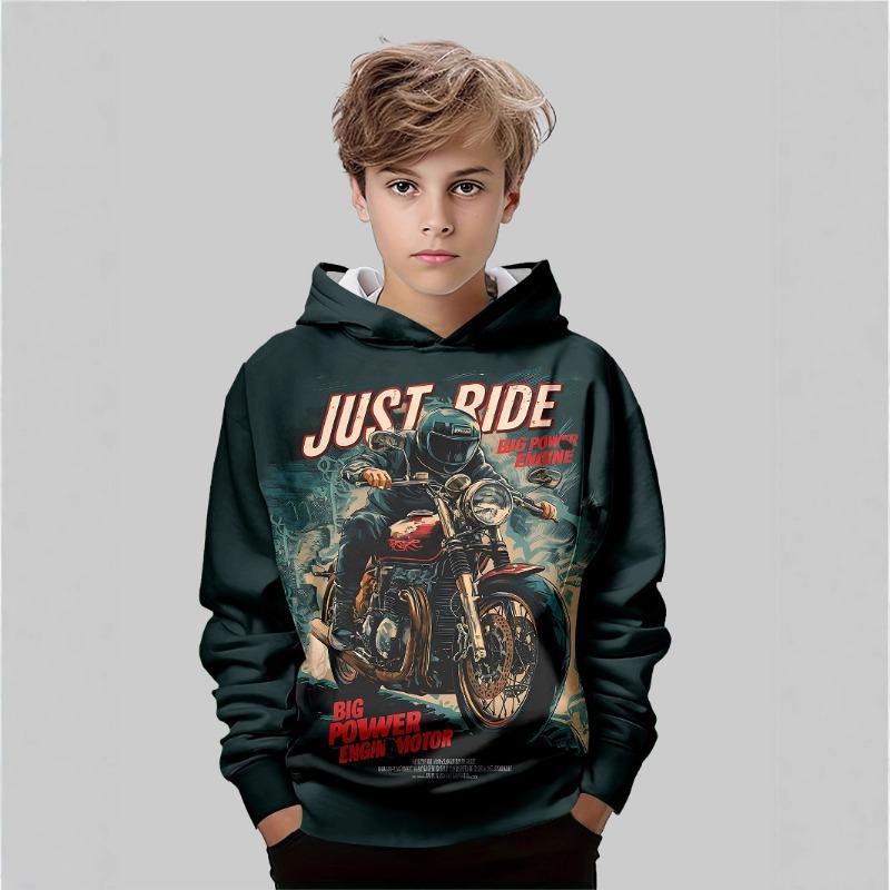 Autumn Football Car Pattern 3D Printed Top Fashionable Casual Long Sleeved Children's Boy Hoodies Javascript: