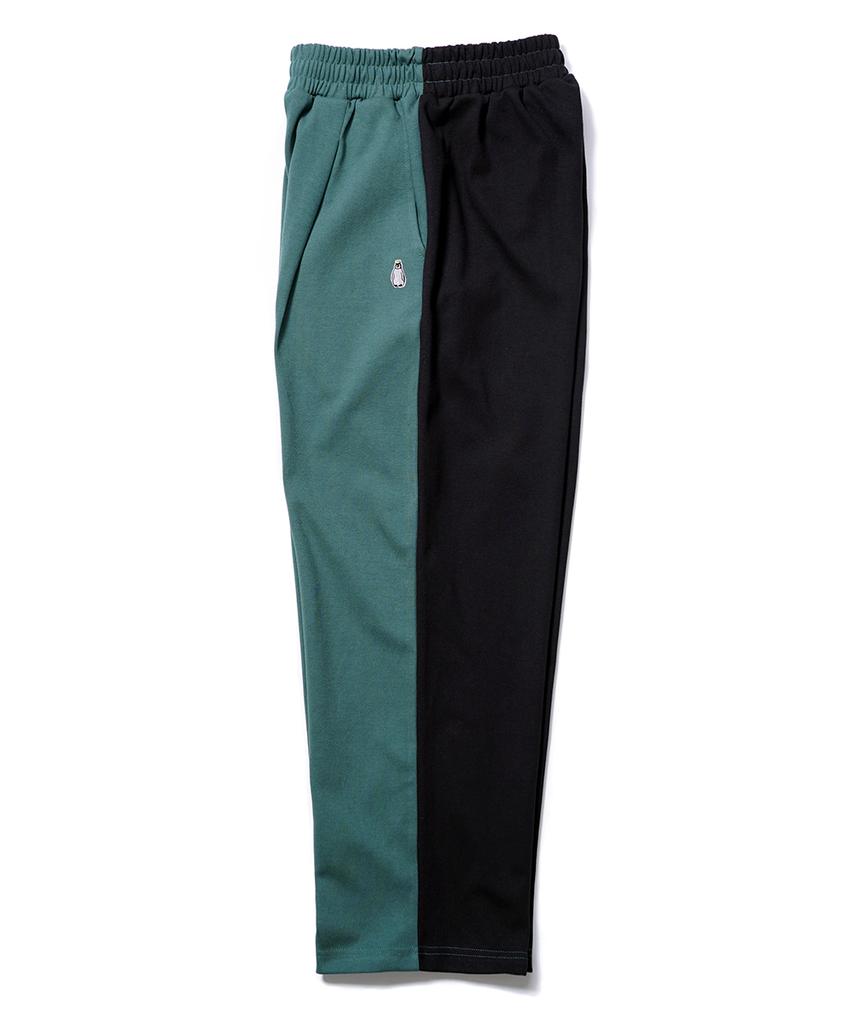 GAKKAI UNIONS One-Pleat Wide Sweat Mix Pants Dark Green/Black