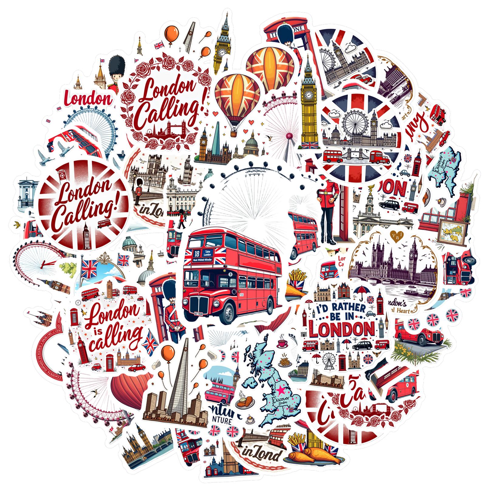 35pcs-70pcs Cartoon Landmarks Stickers Charming British Culture Funny Stickers Stickers For Notebook Luggage Mobile