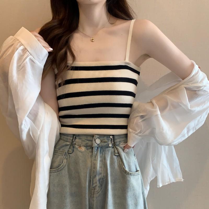 2022 Summer Color Block Stripe Slimming Camisole - Soft, Versatile Vest with New Design