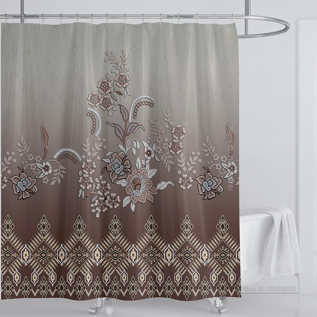 Boho Luxury Floral modern Shower Curtain flower printing Waterproof Polyester Bathroom Curtain with Hooks Bathtub Screen
