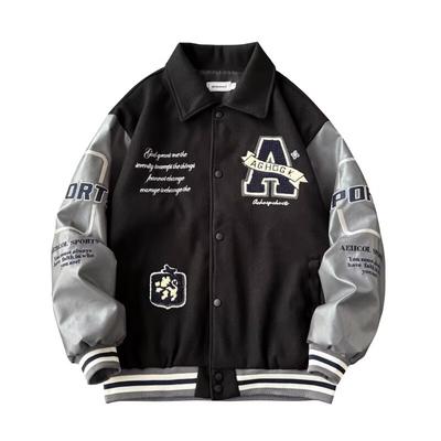 New Autumn American Retro Baseball Jacket Couple Cartoon Embroidery Trendy Loose Baseball Coat