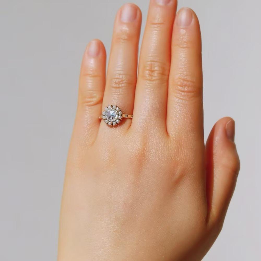 Luxury 2025ins New Internet Celebrity Fashion Zircon Pearl Ring, Japanese and Korean Simple Women's Jewelry Xiaoxiangfeng