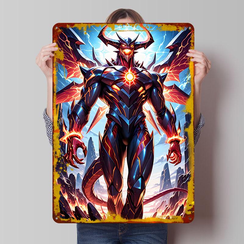 

Armored Demon With Fiery Wings Poster Customized Wall Art Vintage Metal Signs Retro Tin Plaque for Man Cave Bathroom Decor Room 7.9x11.8In(20x30cm)