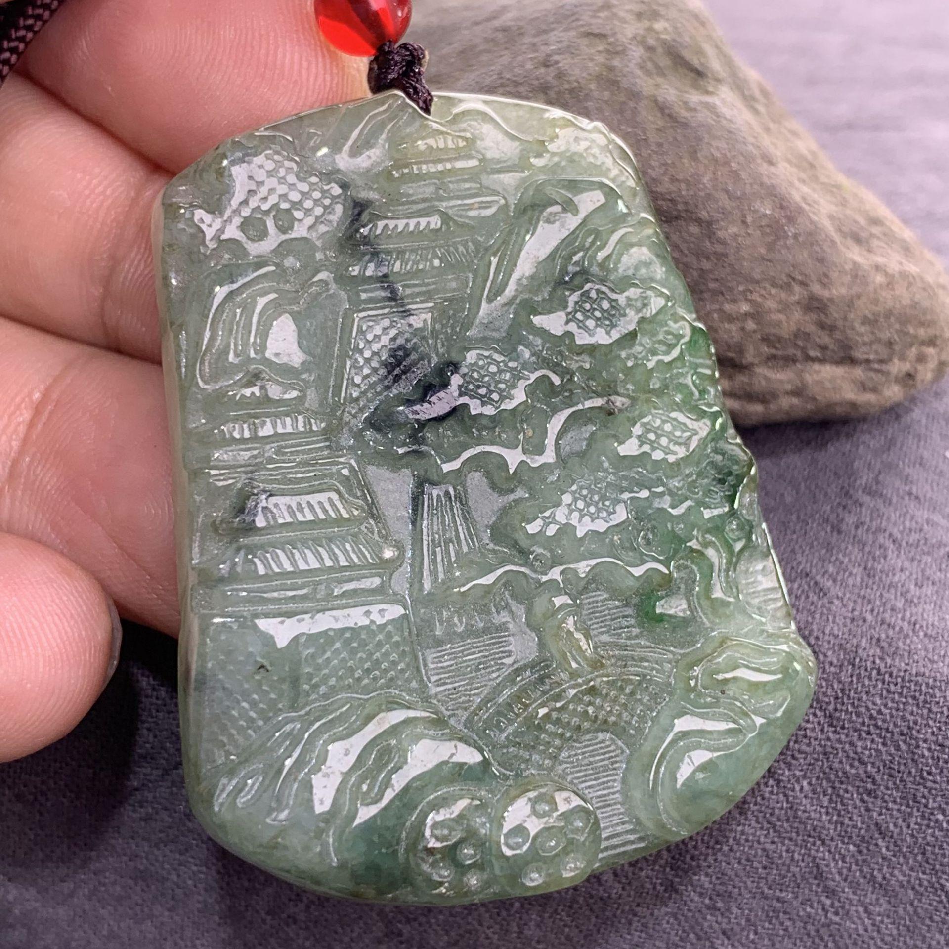 Myanmar A-grade Natural Jade Ping an Dragon Pendant Ruyi Landscape Flower – Exclusive Jade Duoduo Live Stream Gift.