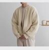 Men's Round Neck Solid Color Knitted Cardigan - 2023 Casual Autumn/Winter Fashion, All-Match, Large Size Trendy Jacket