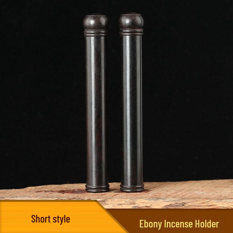 Ebony Screw-Top Incense Stick Holder with Custom Logo - Solid Wood Agarwood Tube, 8g Long 4g Short