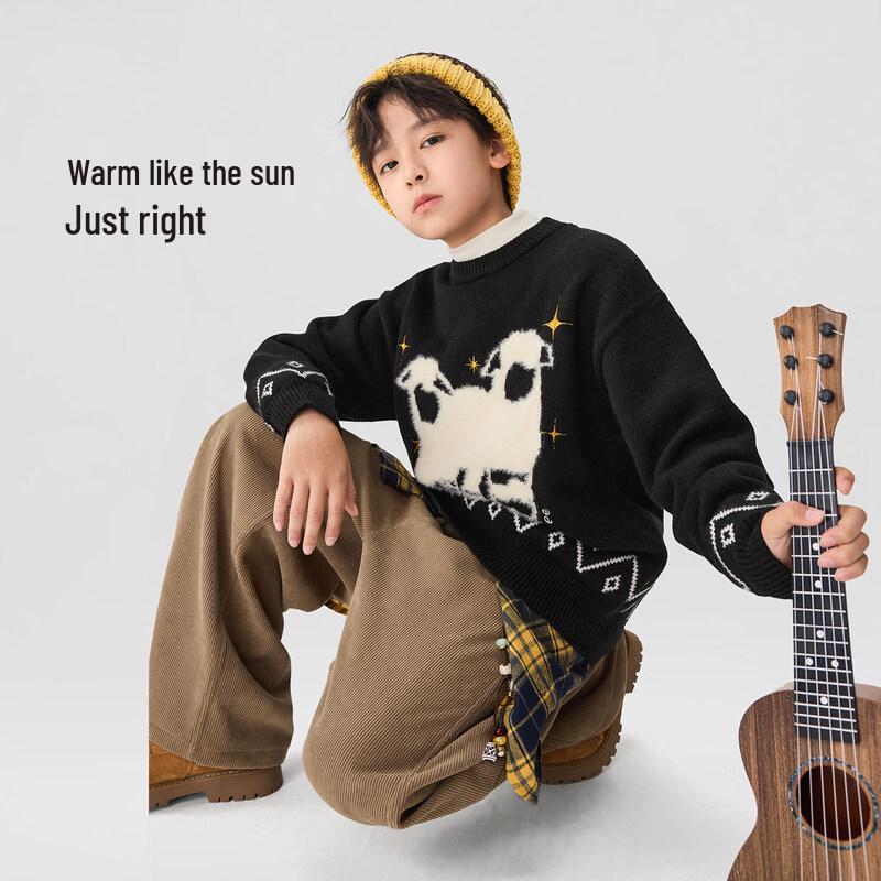 ZuoXi Boys' Thickened Crew Neck Winter Sweater