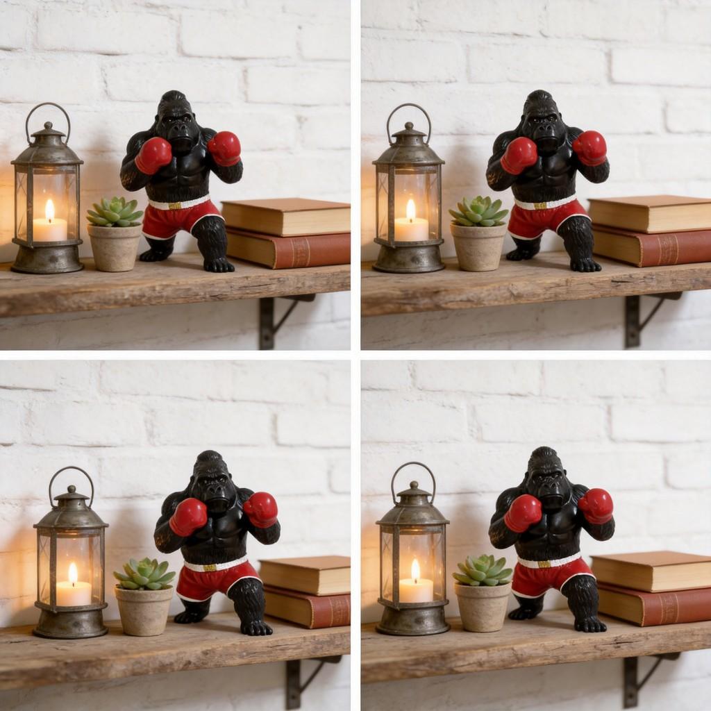 Resin Gorilla Boxing Figurine With Animal Design For Home Decor And Collectors