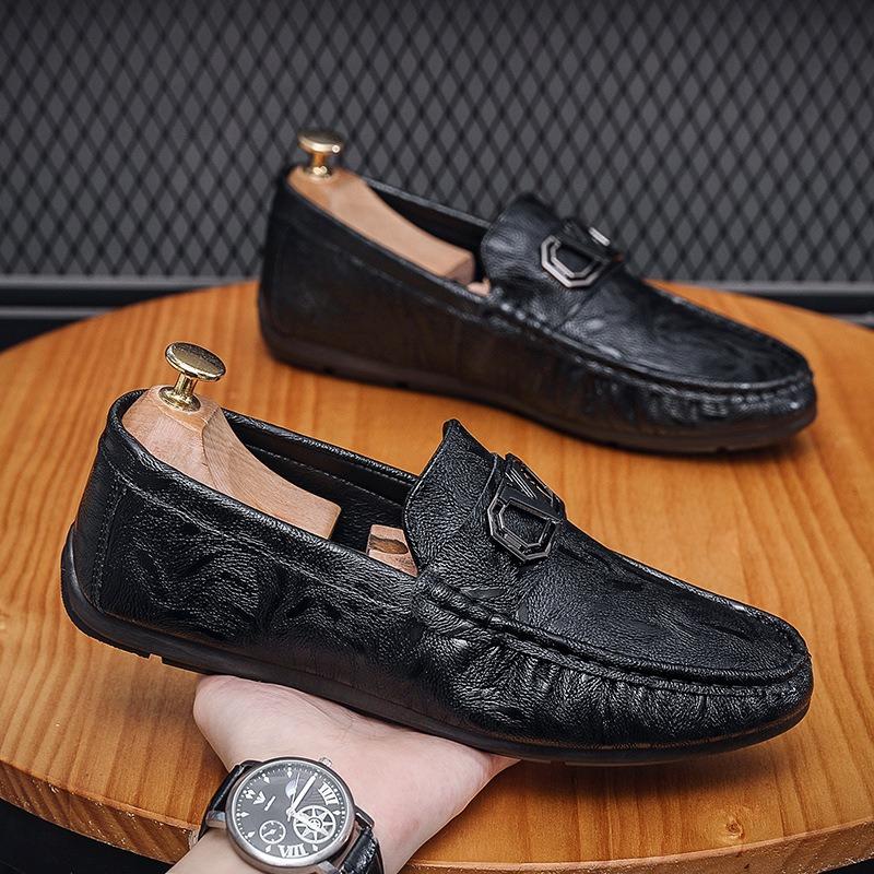 Doudou Shoes Men's Autumn Casual Leather Shoes Soft Sole One Pedal Men's Shoes Lazy Breathable