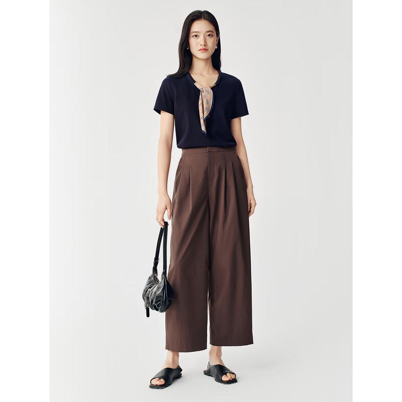 JUZUI Women's Ribbon V-Neck Lyocell Blouse