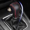 Gear Shift Knob Cover Black Leather + Red Stitch for