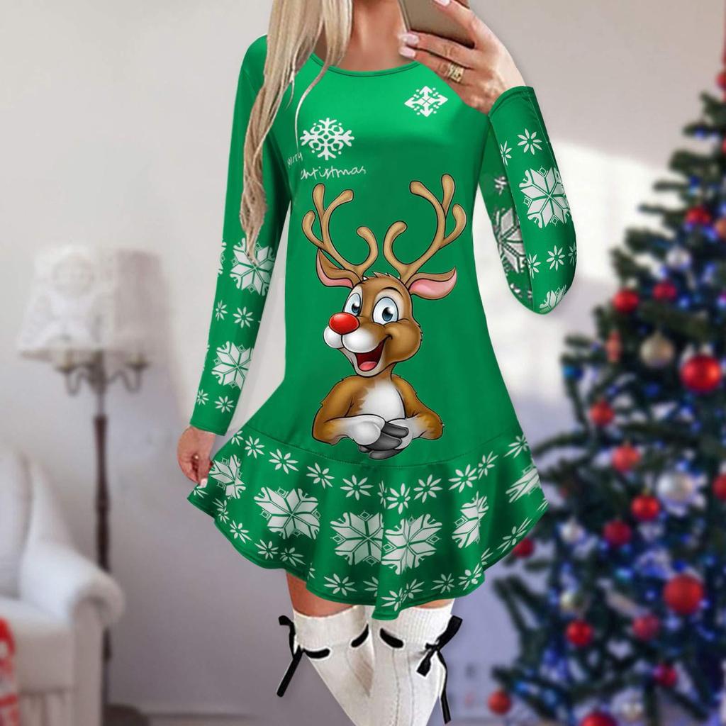 Women's Christmas Printed Dress Base Shirt
