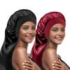 Long Satin Bonnet with Elastic Band Women Sleeping Bonnet Extra Large Braids Curly Hair Wrap Hat Soft Silk Hair Care Protection Nightcap