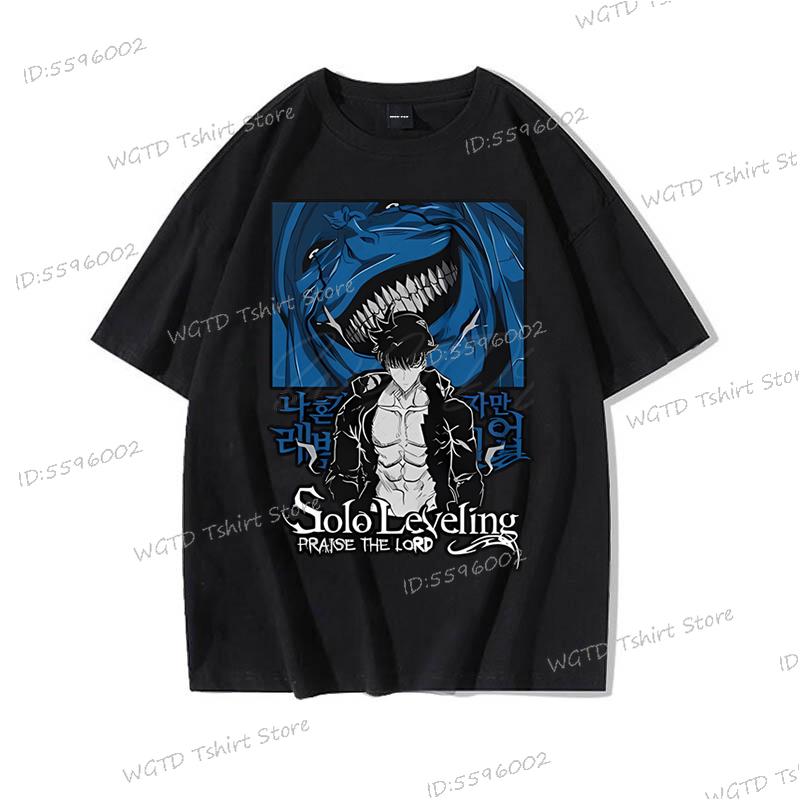 

Хип-хоп уличная одежда аниме Solo Leveling статуя бога принт футболка мужская женская харадзюку графические свободные топы винтажная хлопковая футболка S