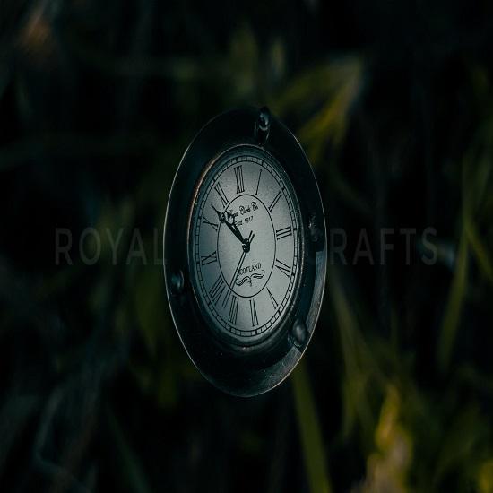 5-Minute Brass Hourglass with Compass Pocket Watch Engraved Scotland 15.24 Cm Sand Timer 190g Nautical Desk Decor Unique Gift Idea