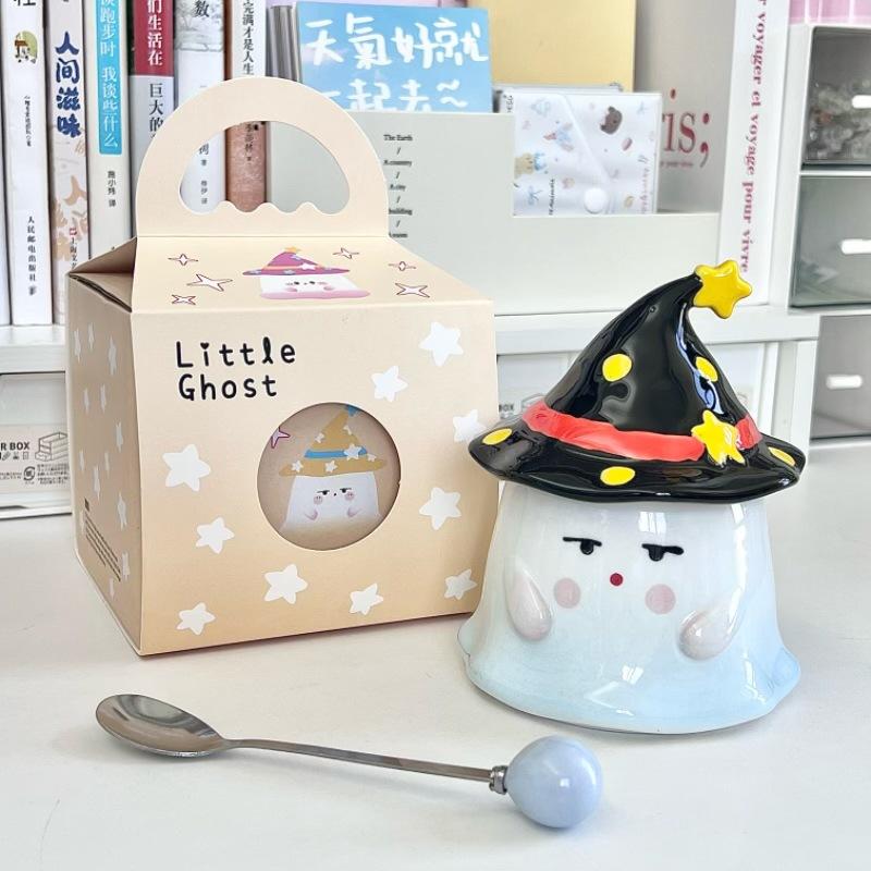 Narozeninový dárek pro dívky s podivnými keramickými hrnky s duchem, s vysoce hodnotnými hrnky a víčky pro nejlepší kamarádku