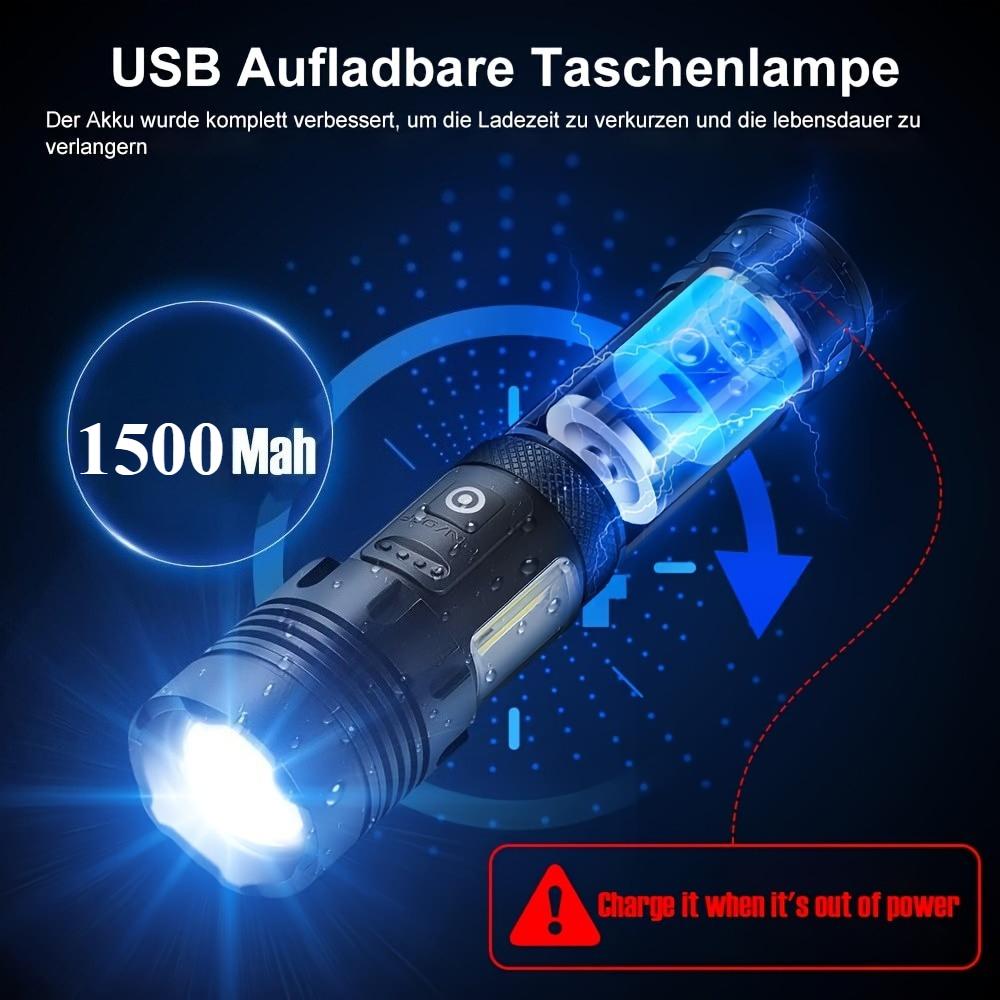 Strong flashlight emergency charging outdoor camping Type-C charging telescopic focusing high brightness long-range shooting