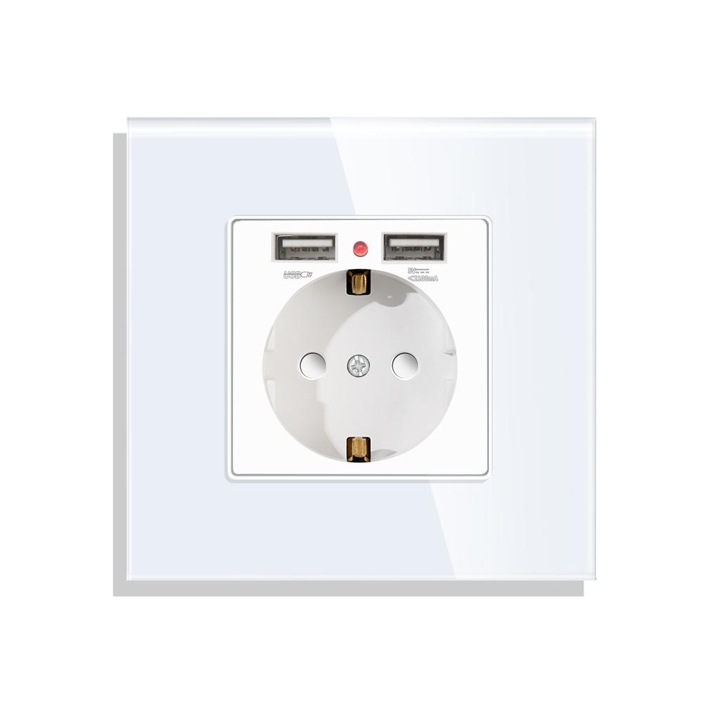 

Стандартная настенная розетка ЕС с двойным USB 16A