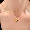Butterfly Stud Earring Rings Necklace In 18k Gold Plated Stainless Steel Chain Necklaces Matching Ring Ear Studs For Women