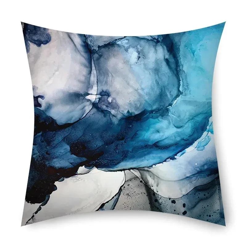 Modern Abstract Cushion Cover Gray Blue Teal Agate Marble Hug Gold Foil Pillow Cover Home Decor Pillowcase Sofa Throw Pillows