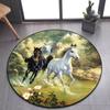Pentium's Stallion Series Round Carpet Bohemian Style Hippie Decorative Carpet Non-slip Carpet Bedroom Living Room Home Decor