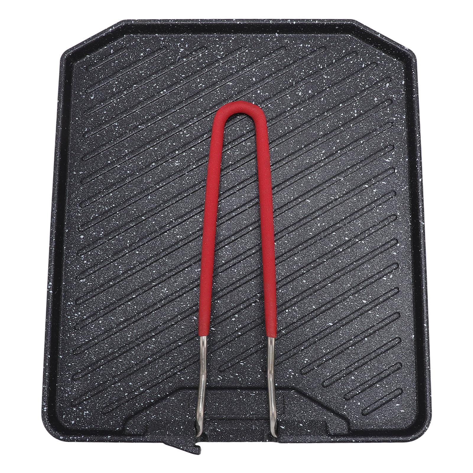 Konnwei Unisex Black Grill Pan With Folding Handle Aluminum Alloy Nonstick Camping Griddle Plate For Indoor Outdoor Cooking Bbq