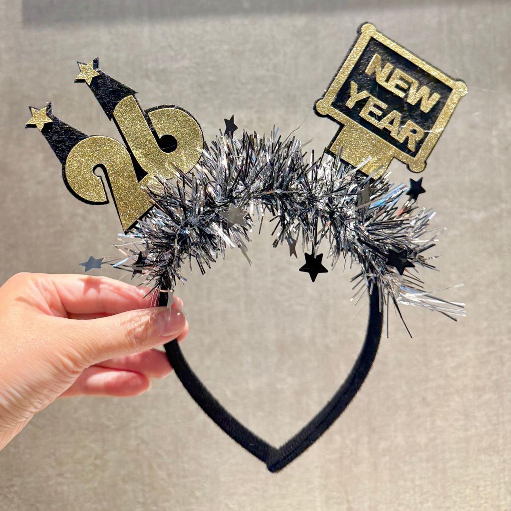 2026 New Year Christmas Headband Hair Hoop Festive Decorative Hair Band for Party Photo Countdown Celebration Hair Accessories
