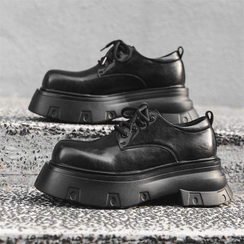 

Новые мужские туфли на шнуровке с толстой подошвой для осени и зимы, удобные и противоскользящие оксфорды и прочная обувь для ходьбы 44 чёрный