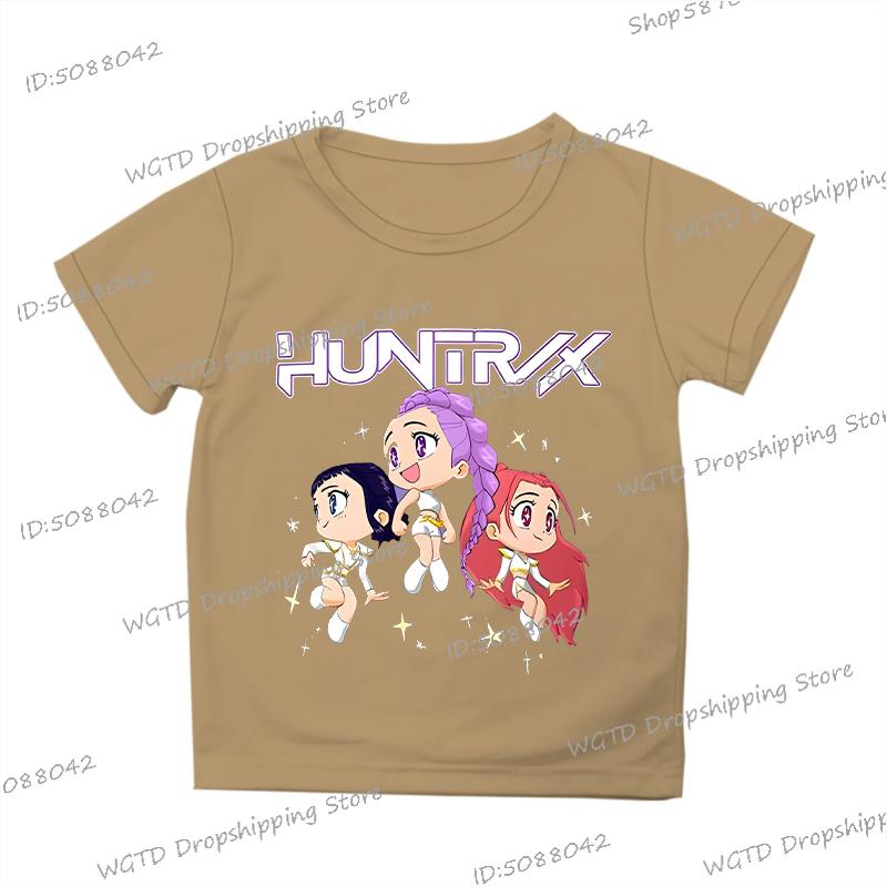 Anime KPop Demon Hunters Printed Cotton Kids T-shirt Korean Style Anime KPop Demon Hunters Short Sleeve Fashion Boys Girls Tops