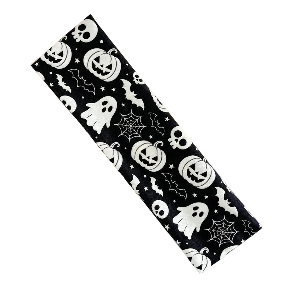 Halloween Themed Headband for Women Stretchy Party Headwear Ghost Pumpkin Spider Web Bat Print Fashion Hair Accessory