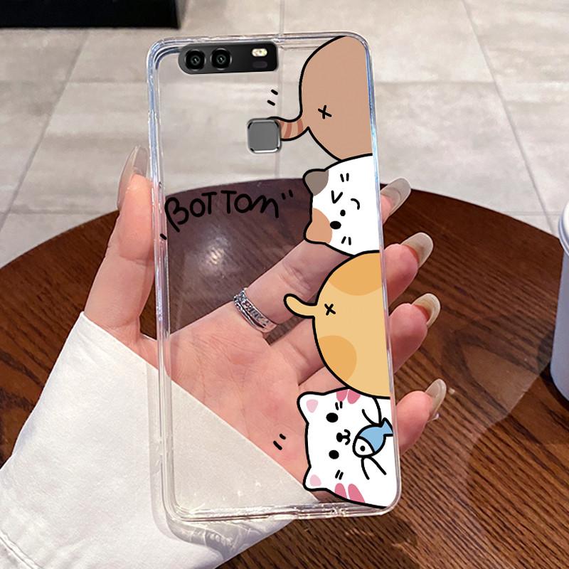 Jelly Casing For Huawei P9 / P9 Plus / P10 / P10 PLUS Funda Clear Silicone Soft TPU Back Cover Cute Cat Rabbit Protective Case