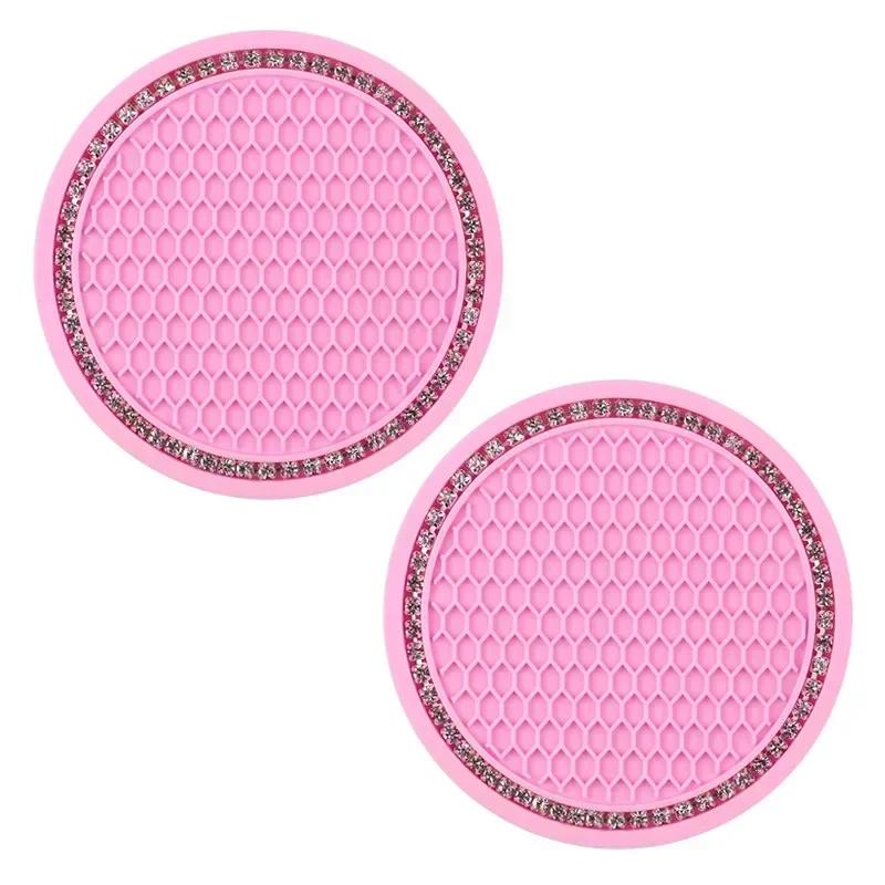 2Pcs Car Coaster Water Cup Holder Anti-slip Pad Mat Silicone Gadget Round Heat Insulation Mats Car Interior Accessories