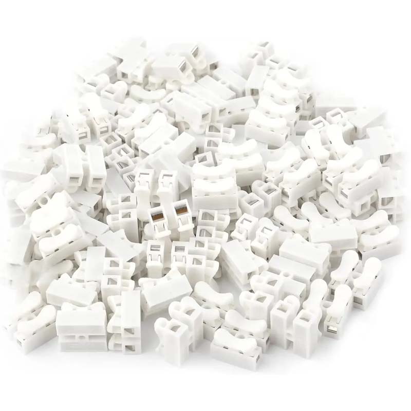 50pcs Push Quick Wire Cable CH2 Connector 10A 220V 2 Pin Push-in Spring Loaded Electrical Connectors for Lighting Electrical