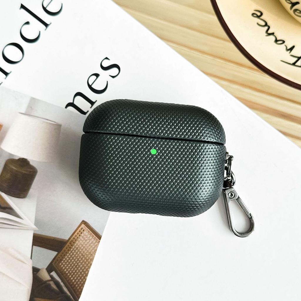 PU Leather Diamond Rhombus Pattern Earphone Case for AirPods Pro 3 & Airpods 4 ANC 3 2 1 Business Solid Color Protective Sleeve