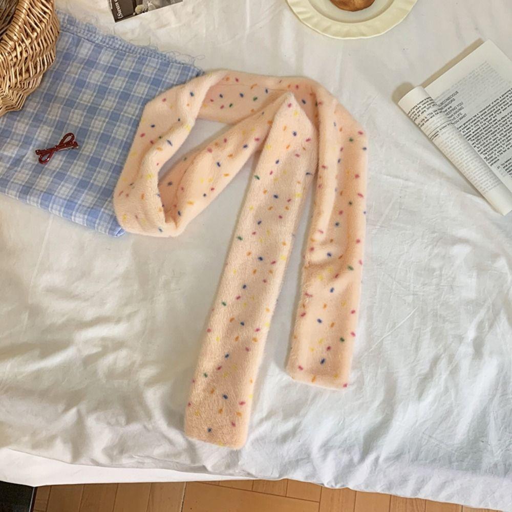 Korean Style Dopamine Dot Scarf Colorful Winter Neck Warmer Cashmere Knitted Scarf  Autumn Winter