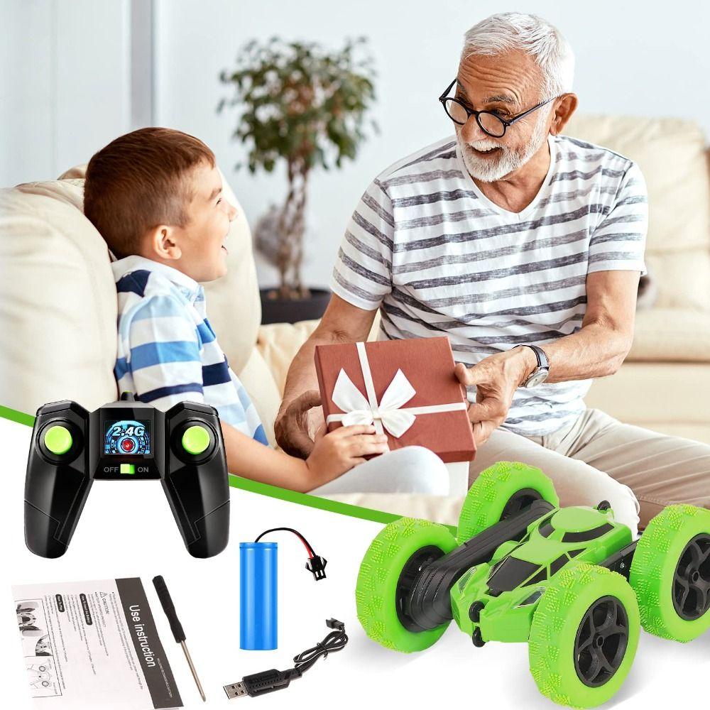 

2.4Ghz Remote Control Cars Double Sided Flip Kids Race Car Toy High Quality Rc Stunt Car Boys зелений