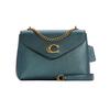 Tammie 26 Logo Snap Chain Flap Metal Polished Pebble Leather Shoulder Bag Medium Women Shoulder Bag Green C7219-OLN4O