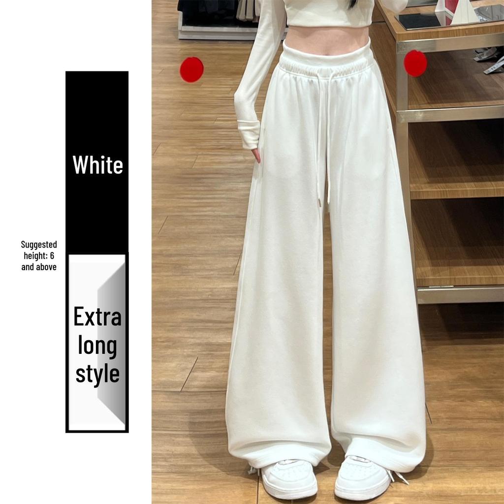Women's Pink Wide-Leg Knife Pleat Sweatpants - Spring 2026 Korean Style, High Waist, Slimming Petite Fit