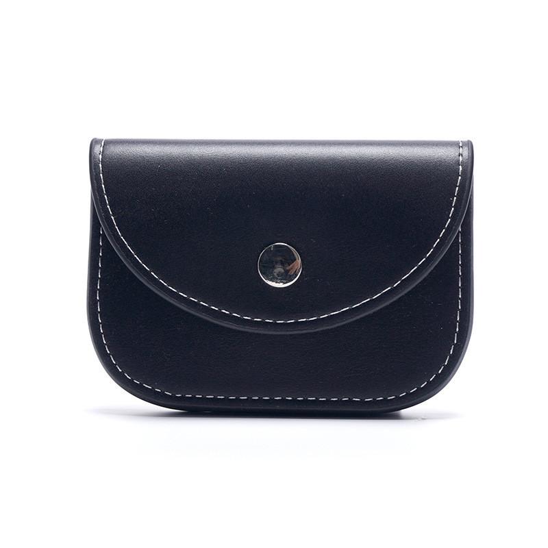 Маленький свежий кошелек-монетница из ПУ материала с функцией защиты от кражи чёрный