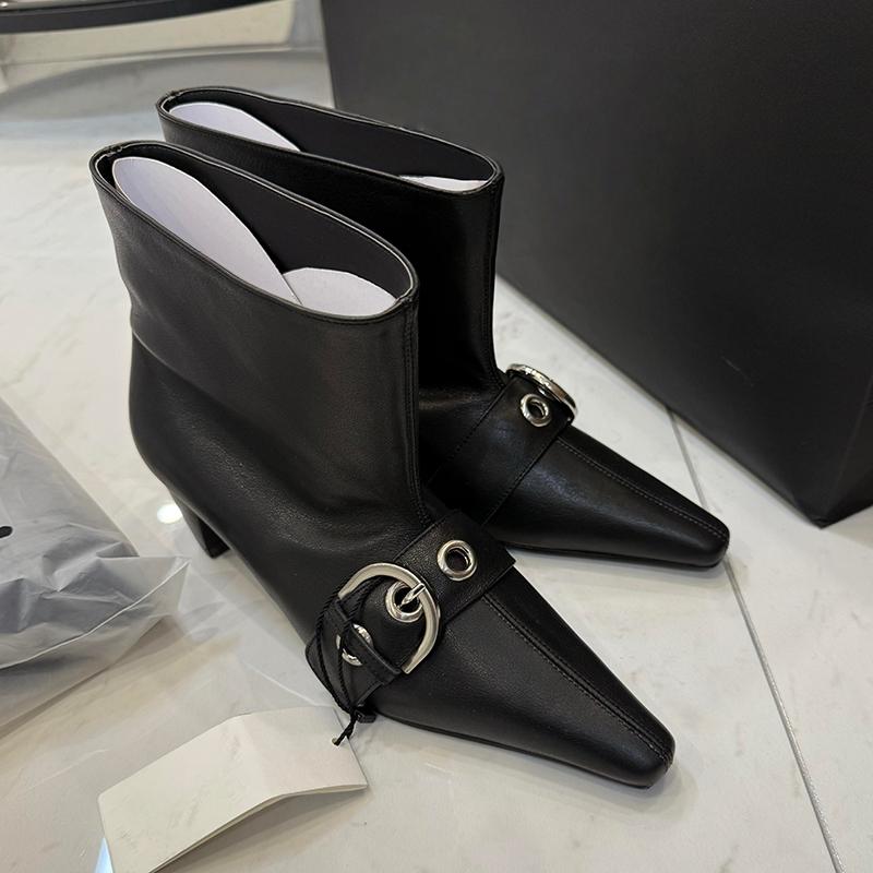 Fashion Pointed Toe Low Heel Women Chelsea Boots Ladies Elegant Belt Buckle Mordern Short Booties
