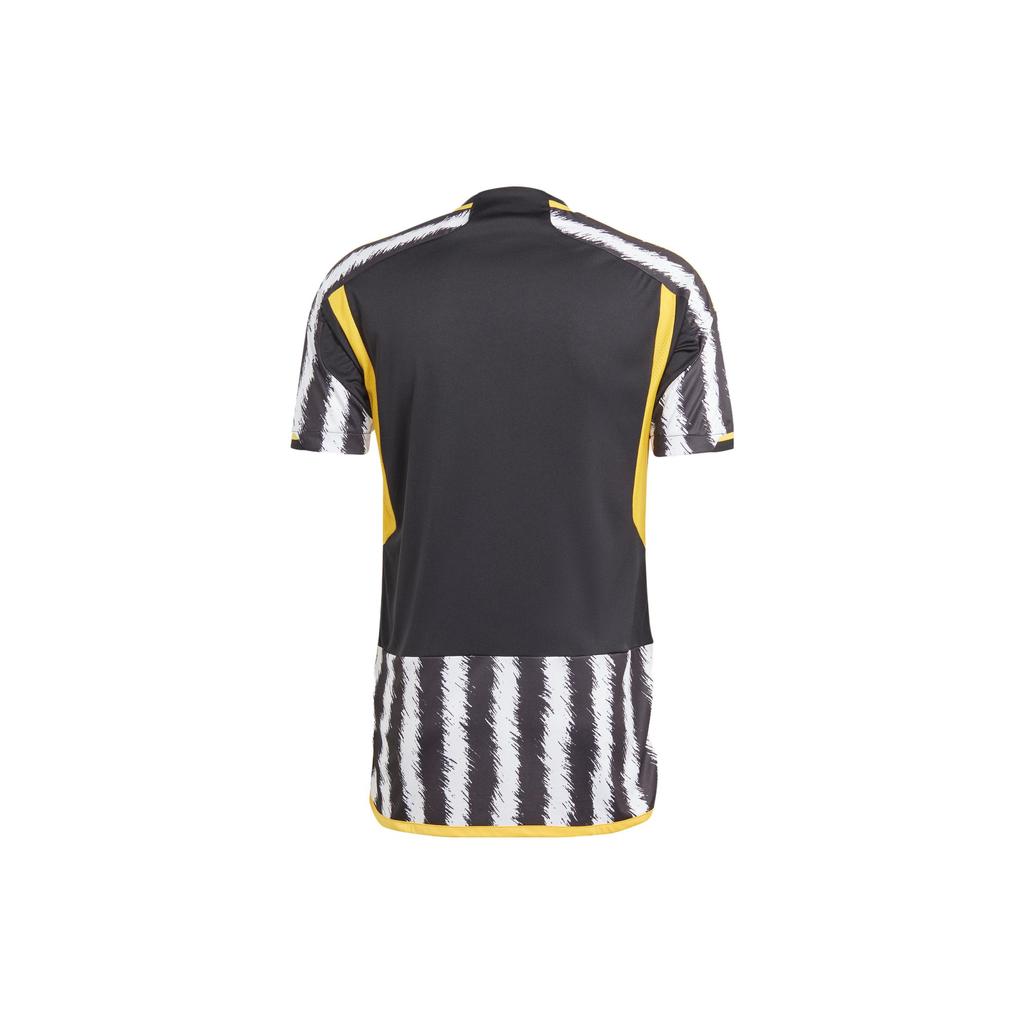 Adidas Juventus 23/24 Hjemmedrakt, Bokstavtrykk Stripet Fargeblokk, Sports Kort Ermet, Fan Edition Herretopper Svart HR8256