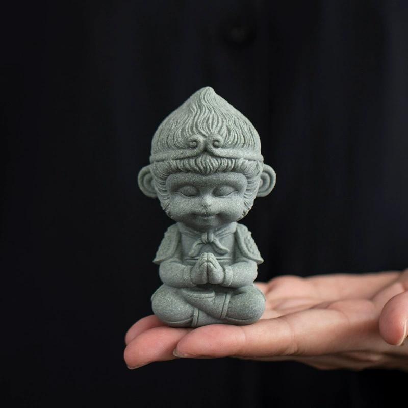 Sandstone Sun Wukong sculptures figurines Chinese mythological figures Cute Home Room Office Car Fish Tank figurine decoration